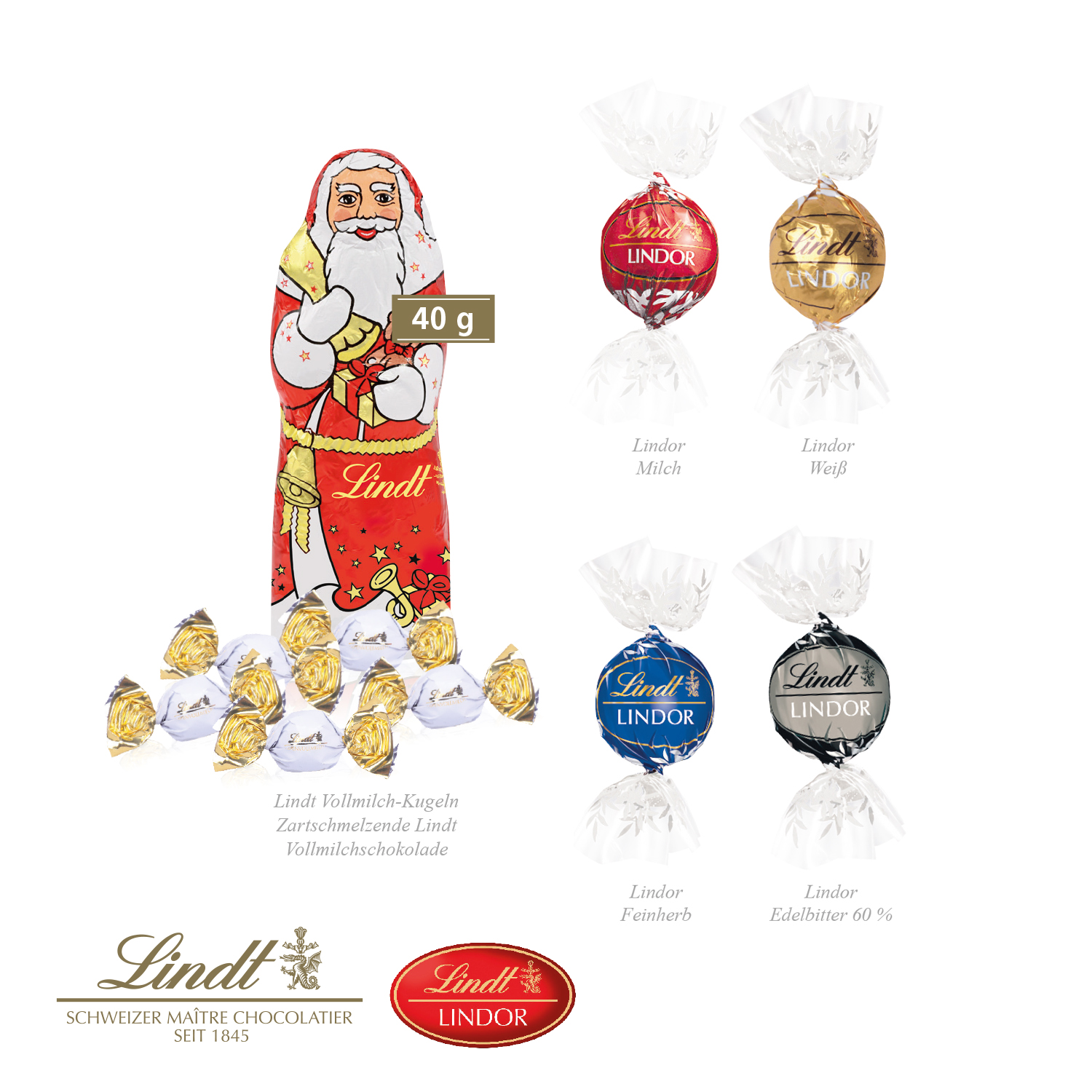 Premium-Präsent mit Lindt Weihnachtsmann „Medium“