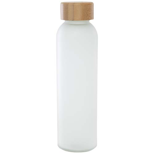 Lume 500 ml Flasche aus mattiertem Kalknatronglas mit Bambusdeckel   - weiss