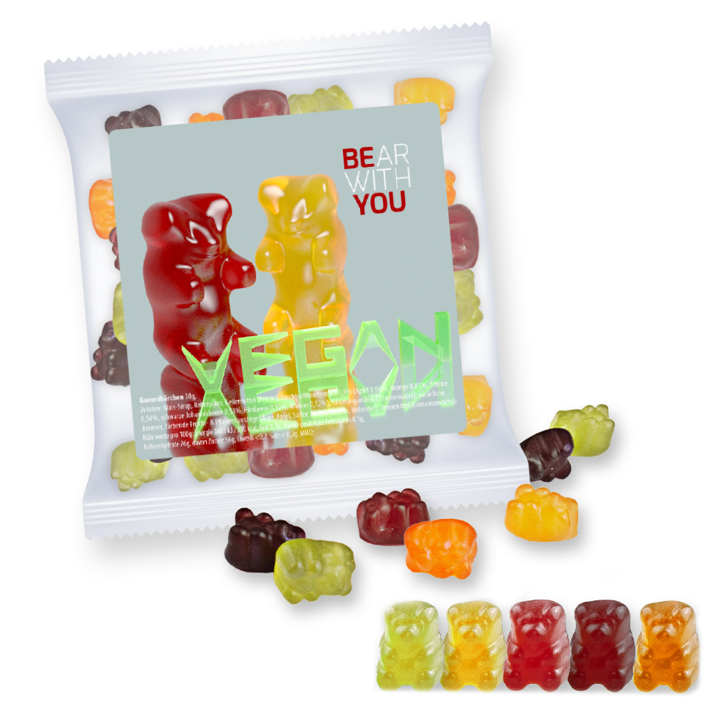Bio Gummibärchen ohne Gelatine, ca. 30g, Express Maxi-Tüte mit Etikett