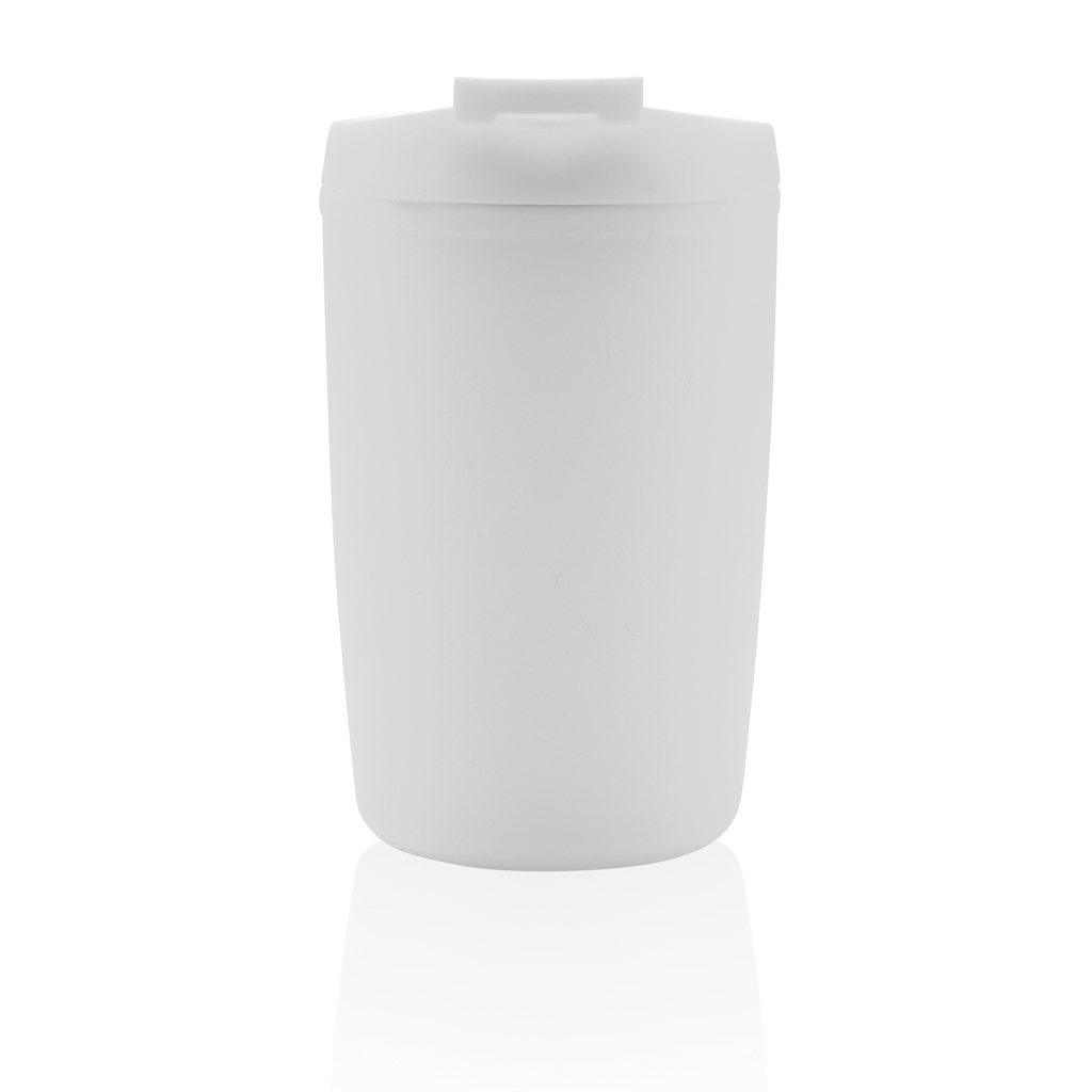 GRS recycelter PP-Becher mit Flip-Deckel