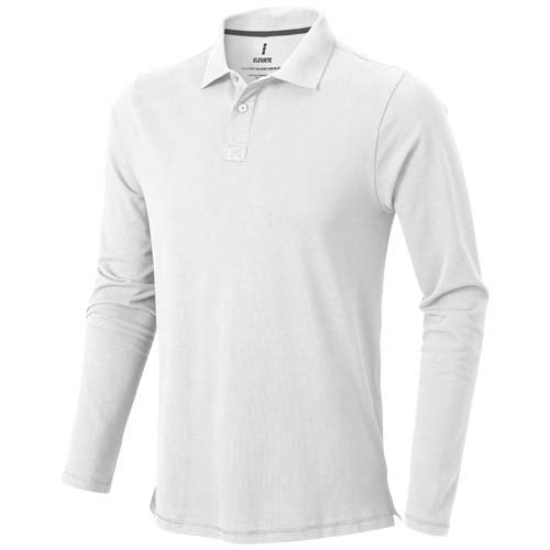 Calgary 180 g/m² Langarm Poloshirt für Herren - weiss / XS