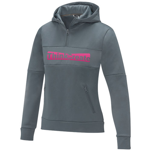 Sayan Kapuzenpullover mit halbem Reißverschluss für Damen - stahlgrau / XXL