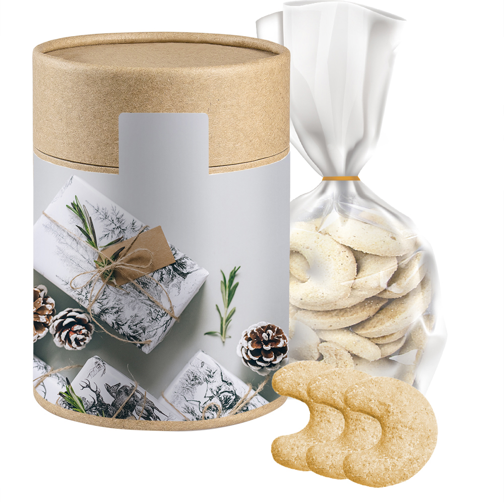 Vanillekipferl, ca. 100g, Beutel in Kraftpapierdose Maxi