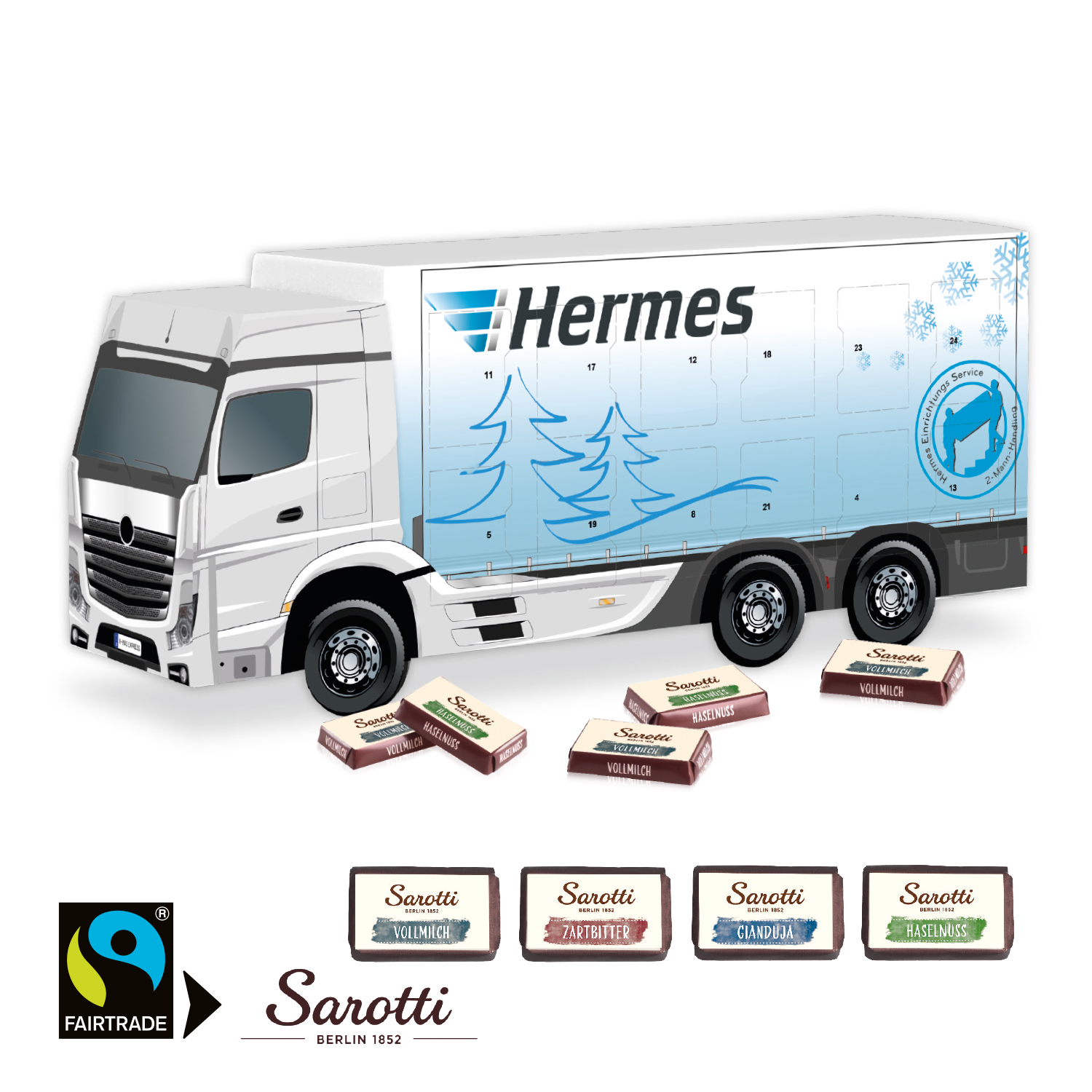 3D Adventskalender "LKW" mit Sarotti Fairtrade® Schokolade