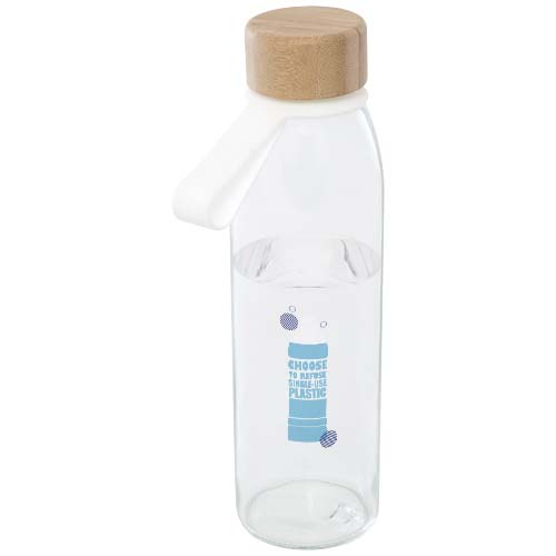 Porto 500 ml Glas-Flasche mit Silikongriff und Bambusdeckel  - transparent klar