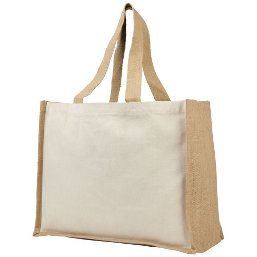 Varai 320 g/m Canvas und Jute Einkaufstasche 23L - natural / natur
