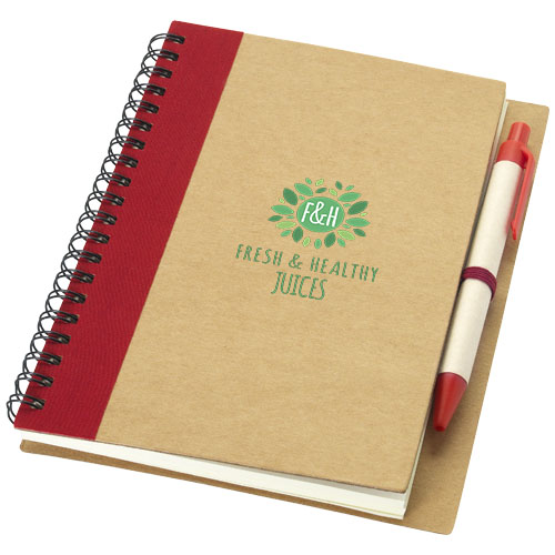 Priestly A6 Recycling Notizbuch mit Stift - natur / rot