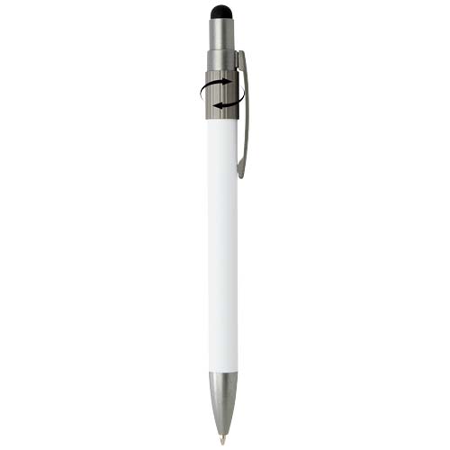 Rill RCS recycelter Kugelschreiber mit Stylus und Fidget Spinner (blaue Mine) - weiss