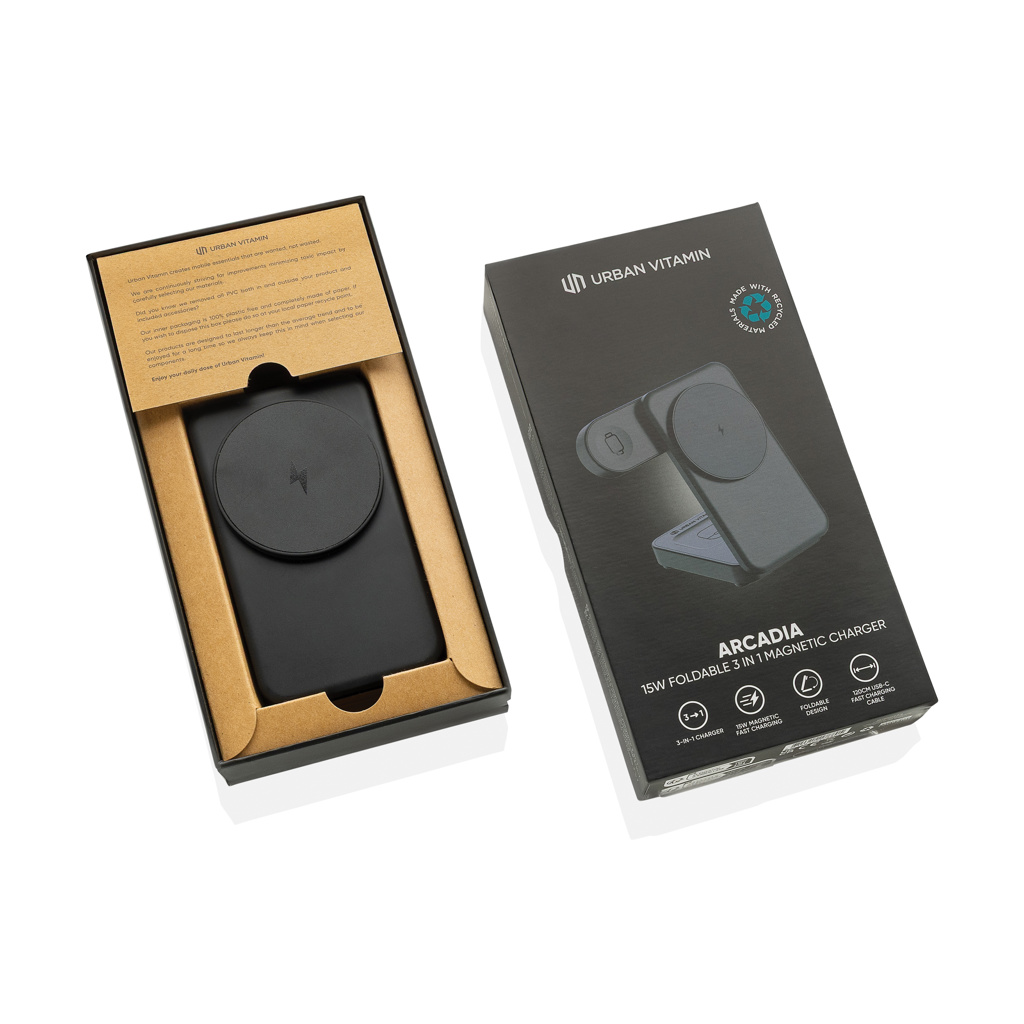 Urban Vitamin Arcadia 15W 3in1 Magnet-Charger aus RCS rABS