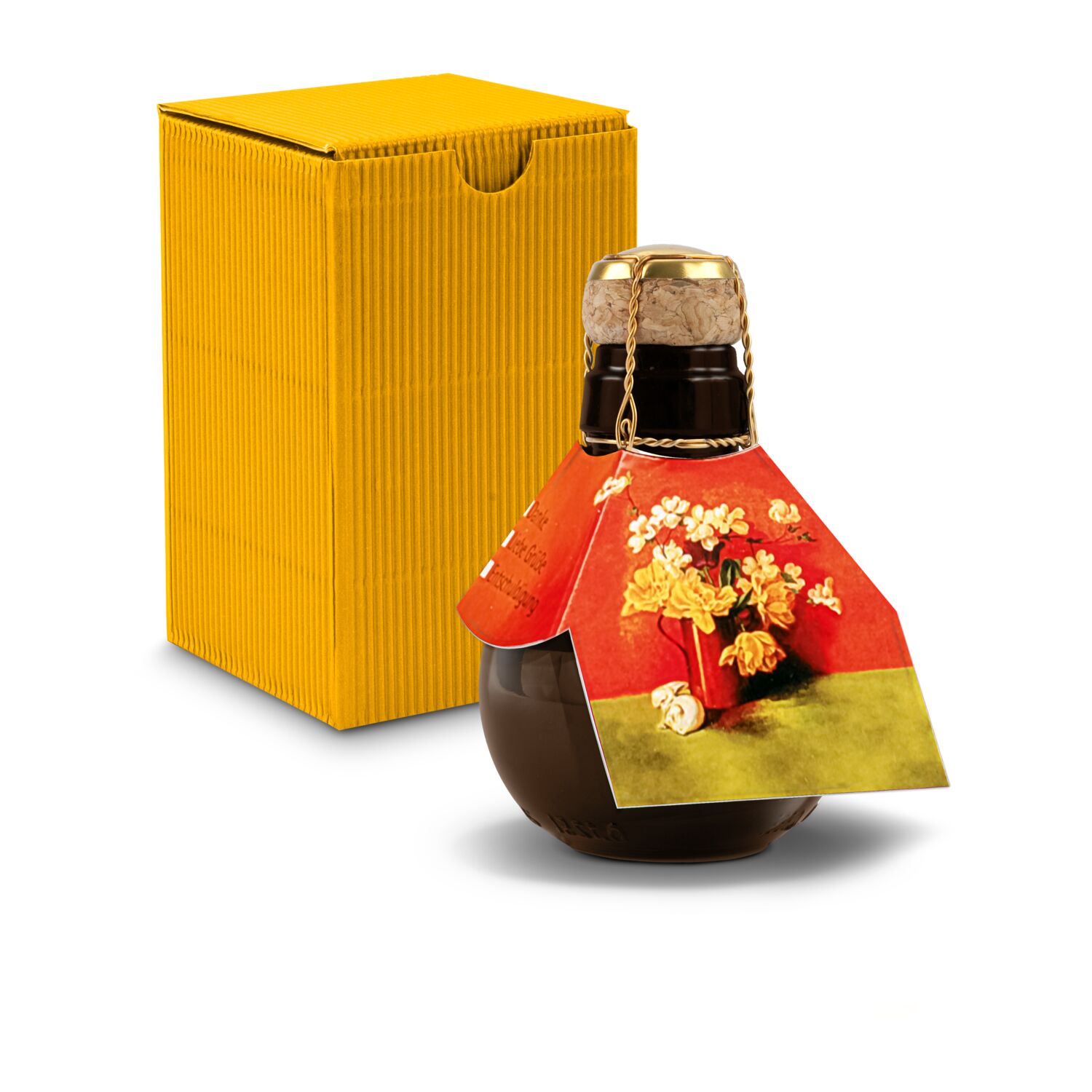 Origineller Sekt Blumengesteck - Karton Gelb, 125 ml