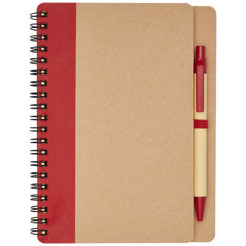 Priestly A6 Recycling Notizbuch mit Stift - natur / rot