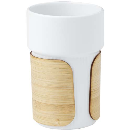 Fika 340 ml Becher mit Bambushülle - weiss