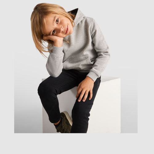 Urban 280 g/m² Kapuzenpullover für Kinder - marl grau / schwarz / 5/6