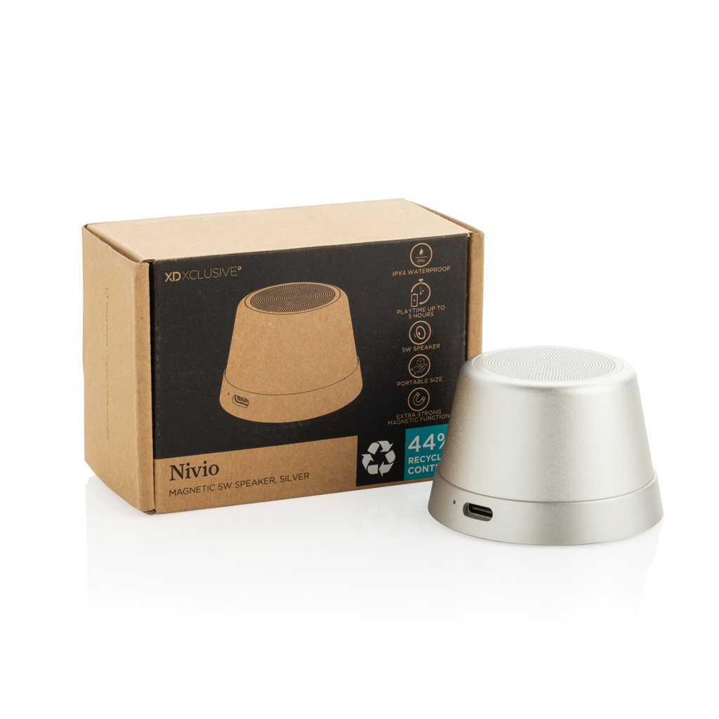 Nivio magnetischer 5W-Speaker aus RCS recyceltem Aluminium