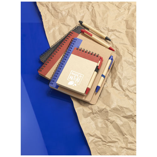 Zuse A7 Recycling Notizblock mit Stift - natur / rot