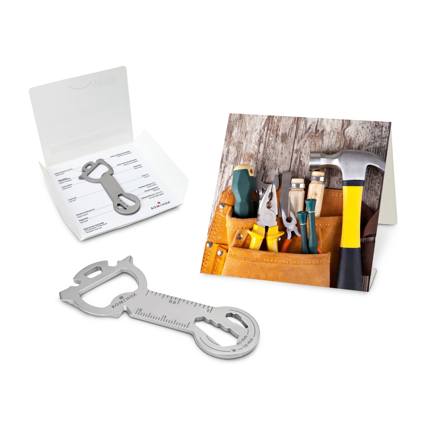 Geschenkartikel: ROMINOX® Key Tool Snake (19 Funktionen) im Motiv-Mäppchen Werkzeug