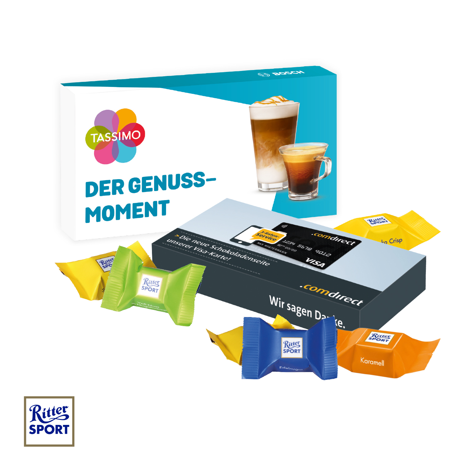 Ritter SPORT Schokowürfel in Präsentbox