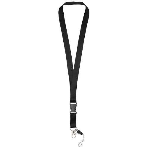Sagan Lanyard mit abnehmbarer Schnalle und Handyband - schwarz