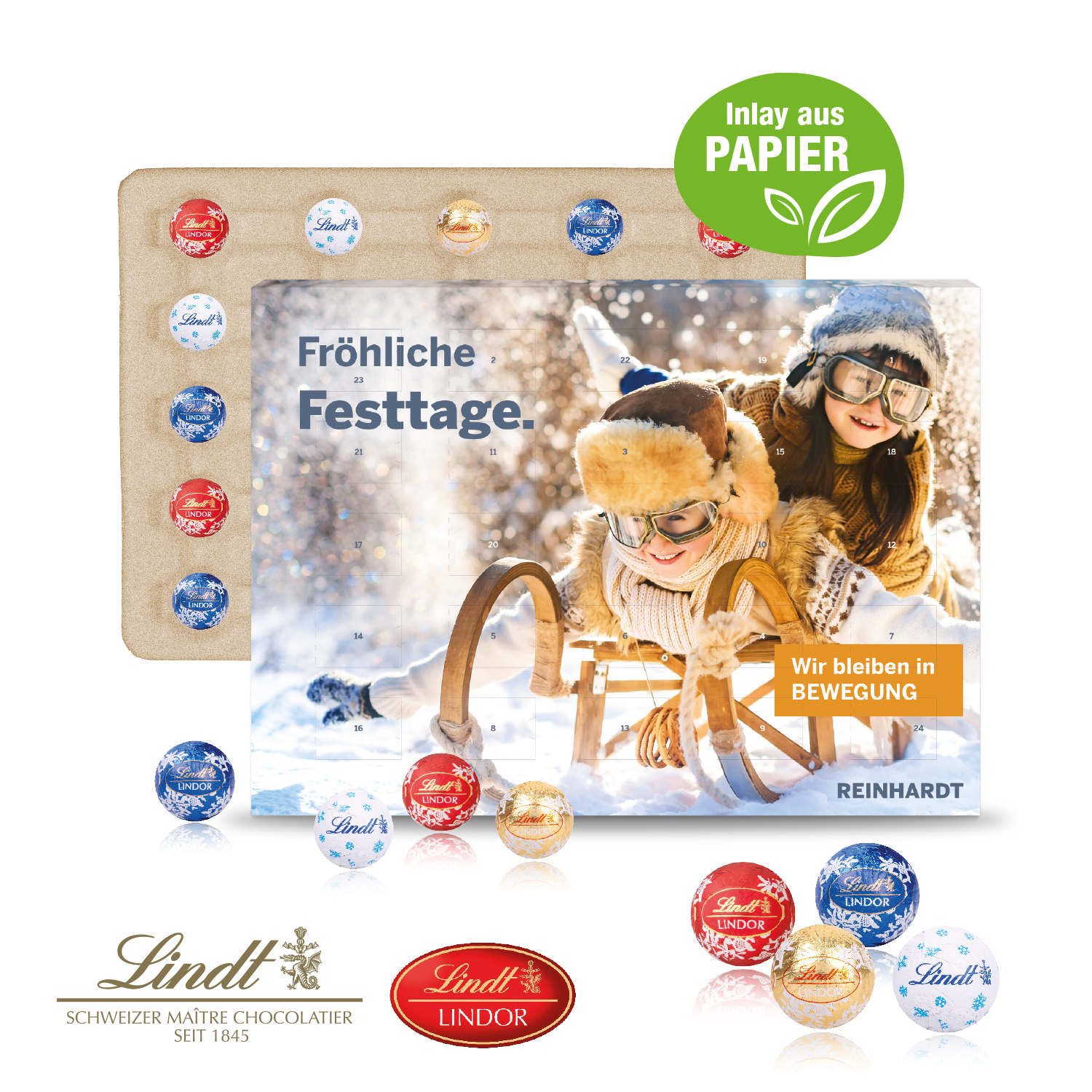 Wand-Adventskalender Lindt "Gourmet Edition", Inlay aus Papier