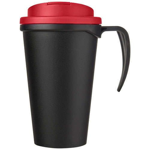Americano® Grande 350 ml Isolierbecher mit auslaufsicherem Schraubverschluss - schwarz / rot