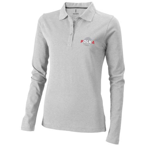 Calgary 180 g/m² Langarm Poloshirt für Damen - grau meliert / XXL