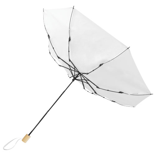 Birgit 21'' faltbarer winddichter Regenschirm aus recyceltem PET - weiss