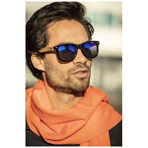 Hiru verspiegelte polarisierte Sonnenbrille aus rPET/Holz in Präsentbox