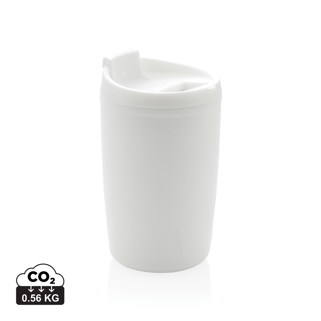 GRS recycelter PP-Becher mit Flip-Deckel