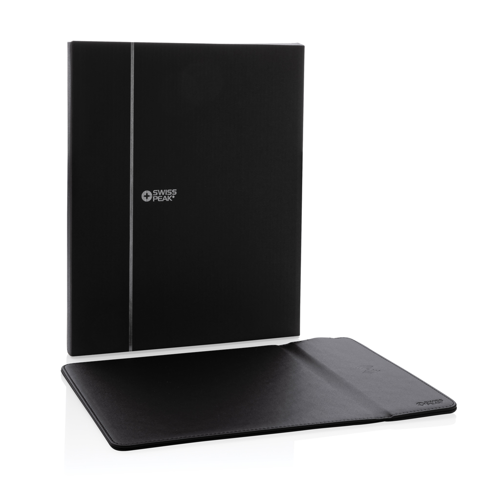 Swiss Peak RCS recyceltes 10W Wireless-Charging PU Mauspad