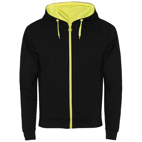Fuji Kaputzensweatjacke Unisex - schwarz / fluorgelb / S