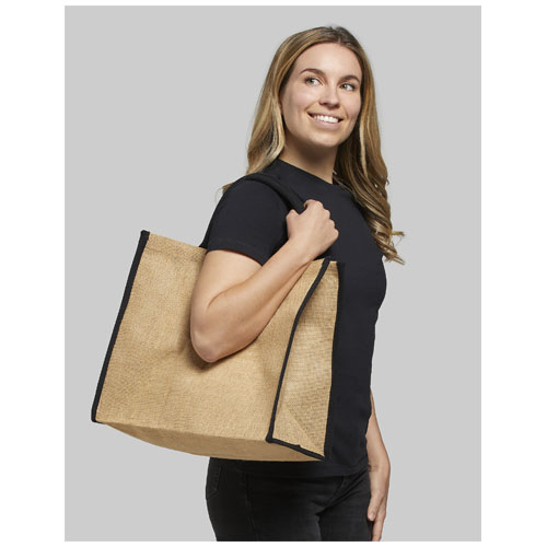 Harry farbige Jute Tragetasche 25L - natur / weiss