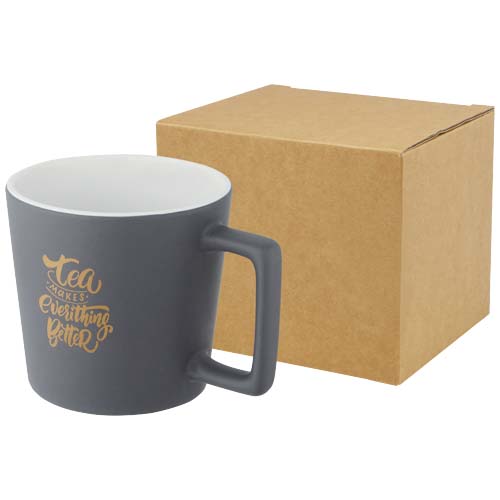 Cali 370 ml Keramiktasse mit matter Oberfläche - weiss / grau matt