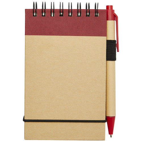 Zuse A7 Recycling Notizblock mit Stift - natur / rot