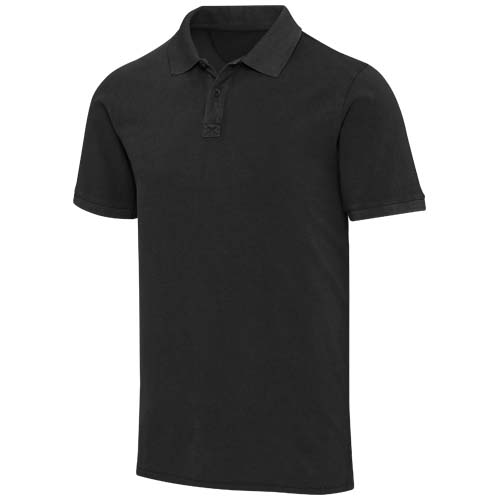 Calgary Poloshirt für Herren im Washed Look, 200 g/m2 - schwarz / XS
