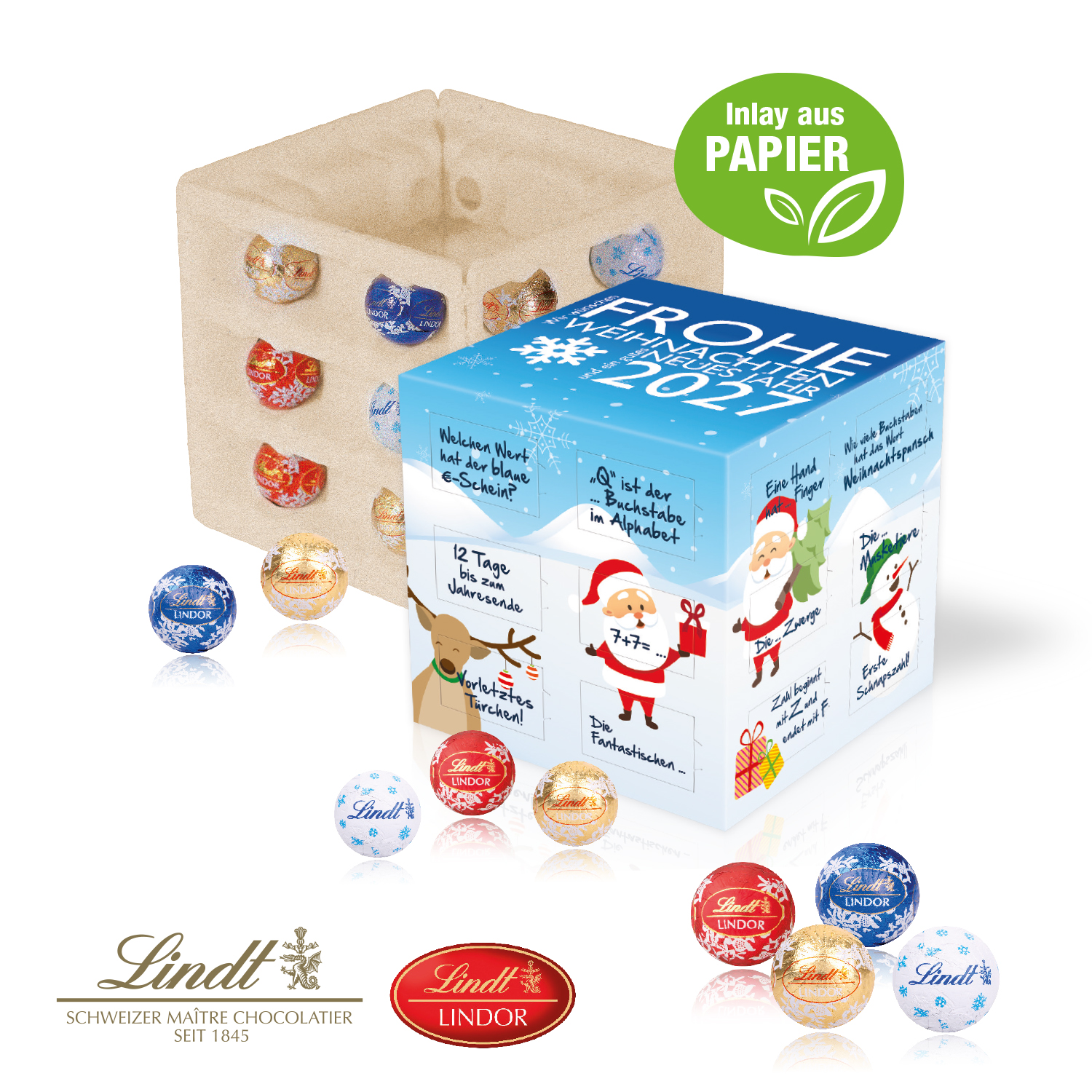 Adventskalender Lindt "Cube" mit Papier-Inlay