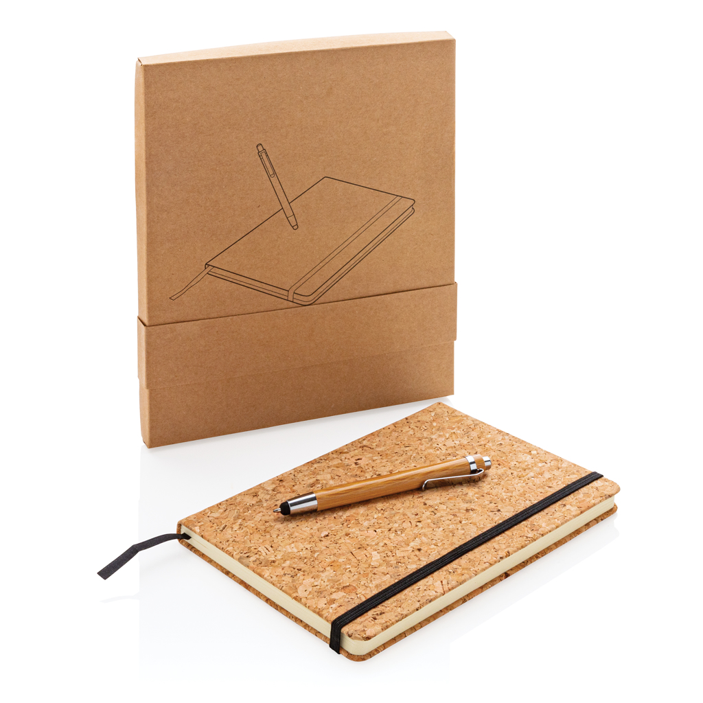 Kork A5 Notizbuch mit Bambus Stift und Stylus