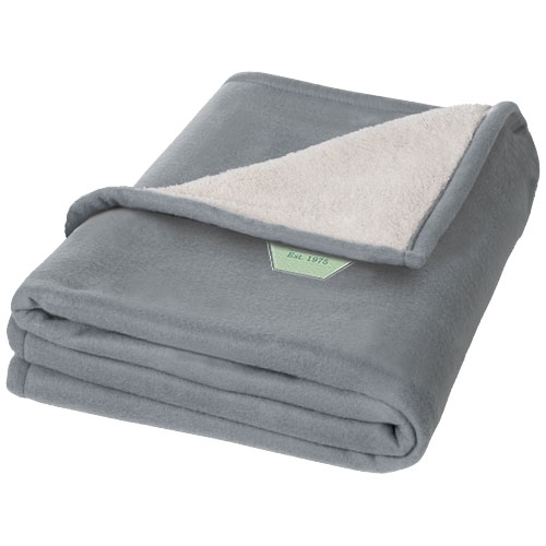 Springwood Decke aus weichem Fleece und Sherpa-Plaid - grau / offwhite