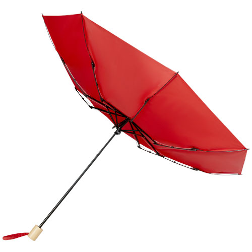 Birgit 21'' faltbarer winddichter Regenschirm aus recyceltem PET - rot