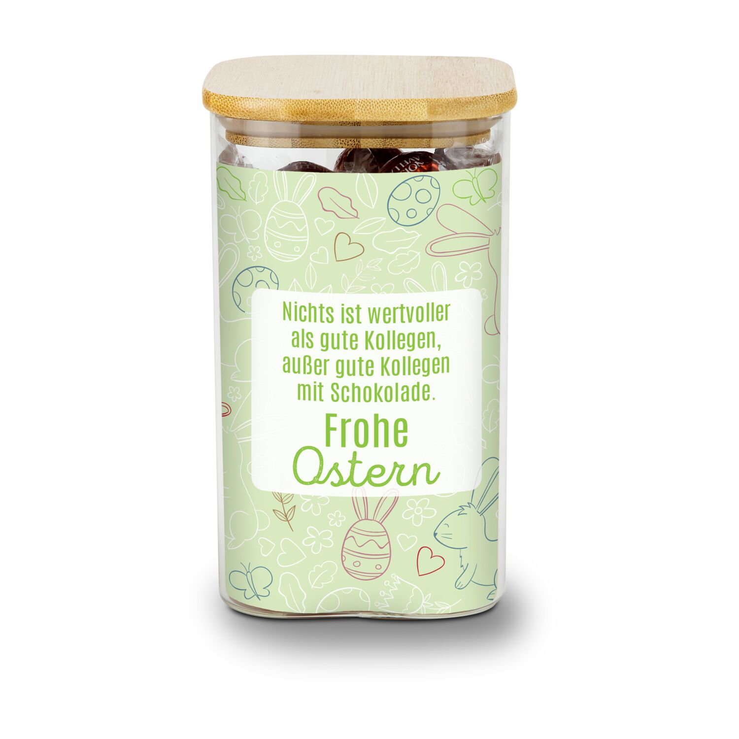 Geschenkset / Präsenteset: Lindor Team-Glas Frohe Ostern