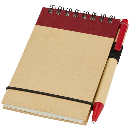 Zuse A7 Recycling Notizblock mit Stift - natur / rot