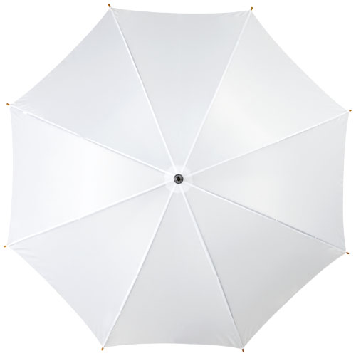 Kyle 23" Automatikregenschirm mit Holzstange und -griff - weiss
