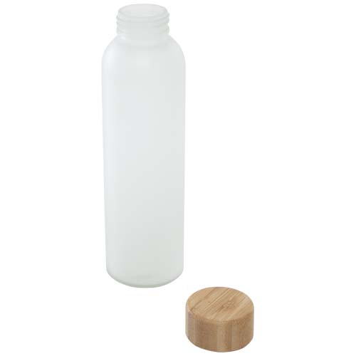 Lume 500 ml Flasche aus mattiertem Kalknatronglas mit Bambusdeckel   - weiss