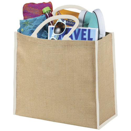 Harry farbige Jute Tragetasche 25L - natur / weiss