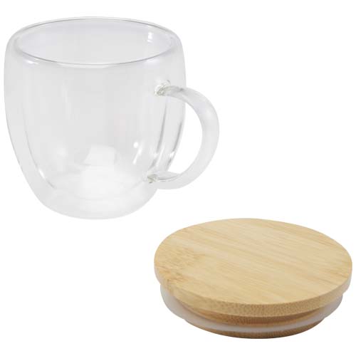 Lenora 250 ml Glasbecher mit Bambusdeckel