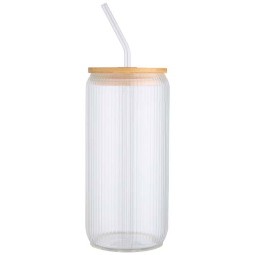 Mirage 500 ml einwandiges Glas aus Borosilikatglas mit Bambusdeckel