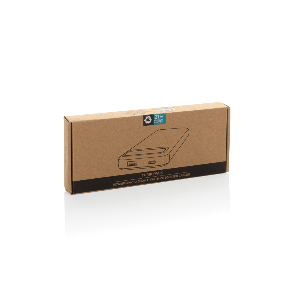 Turbopack 10000mAh Powerbank mit integr. Kabeln aus RCS rABS