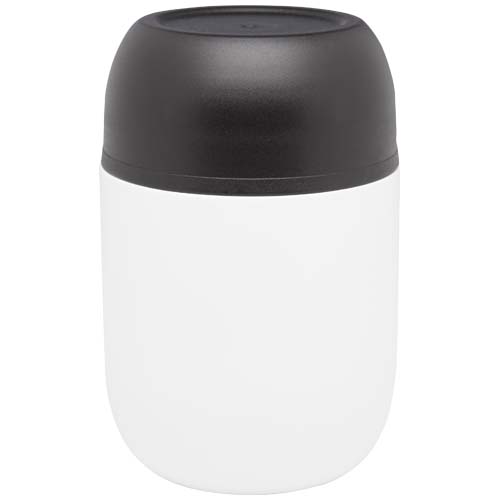 Supo 480 ml doppelwandiger Lunchpot aus recyceltem Edelstahl mit faltbarem Löffel - weiss