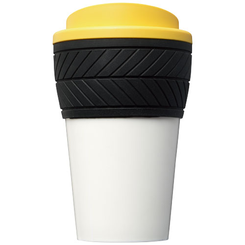 Brite-Americano® 350 ml Isolierbecher mit Schutzring Reifen-Design - gelb