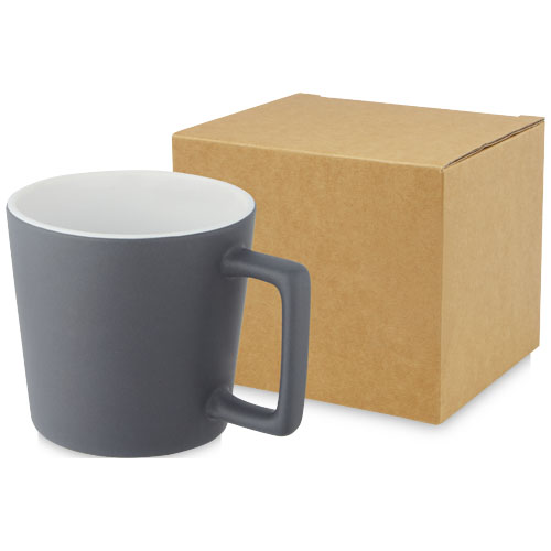 Cali 370 ml Keramiktasse mit matter Oberfläche - weiss / grau matt