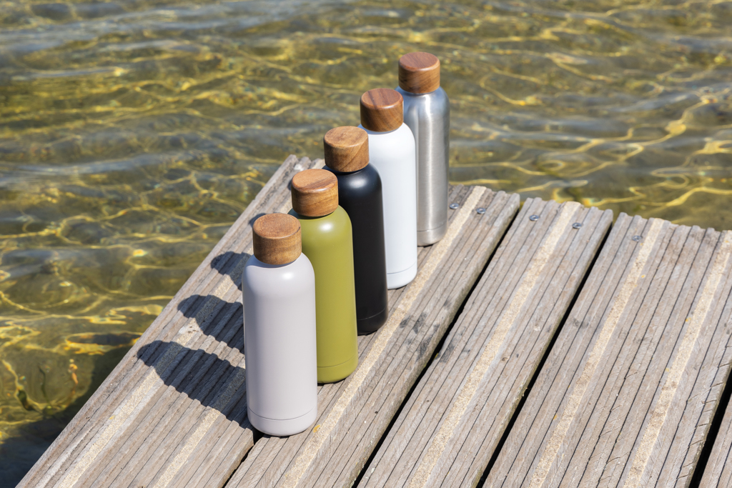 Wood Vakuumflasche aus RCS recyceltem Stainless-Steel